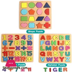 Wooden Alphabet Puzzles Numbers Count Board Colorful Abc Uppercase Lettersnumbersshapes For Kids Toddlers Preschool Early Learning Educational Toys