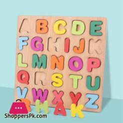 Wooden Alphabet Puzzles Numbers Count Board Colorful Abc Uppercase Lettersnumbersshapes For Kids Toddlers Preschool Early Learning Educational Toys