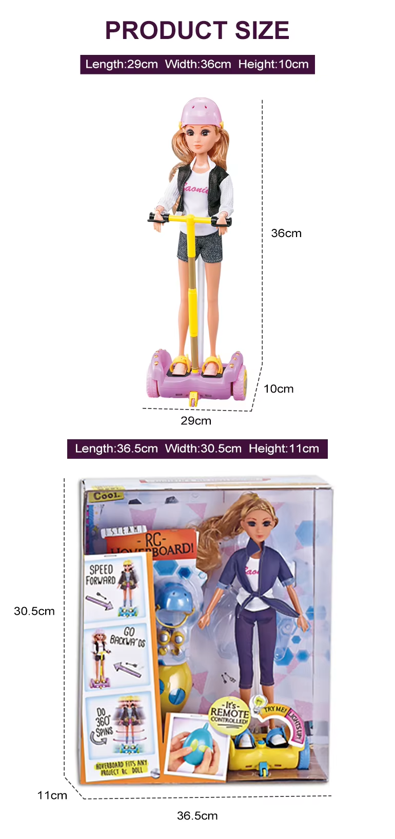 Barbie 360 Spin Rc Balance Hoverboard Remote Control Doll Toy