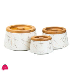 Ceramic Containers With Bamboo Lid 3 Pcs Jars - Jc7603-H28