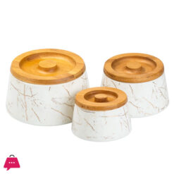 Ceramic Containers With Bamboo Lid 3 Pcs Jars - Jc7603-H28