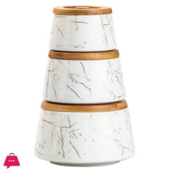 Ceramic Containers With Bamboo Lid 3 Pcs Jars - Jc7603-H28