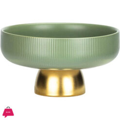 Soup Bowls Ceramic Salad Bowl Base Tall Fruit Tray Circular Vertical Stripe Family Candy Storage Tray Kitchen Supplies 8 Inch