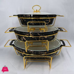 Chafing Dish Buffet Set Ceramics Chafer With Marble Finish Chafer And Buffet Warmer - Oval