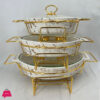 Chafing Dish Buffet Set Ceramics Chafer with Marble Finish Chafer and Buffet Warmer - Oval