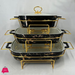 Chafing Dish Buffet Set Ceramics Chafer with Marble Finish Chafer and Buffet Warmer - Rectangle