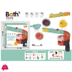 Children'S Bath Toys Set, 24Pcs Diy Slide Waterfall Track Stick With Suction Cup And Wheels Water Ball Shower Floating Bathtub Toy Summer Children Bathtub Gift For Kids Boys Girls