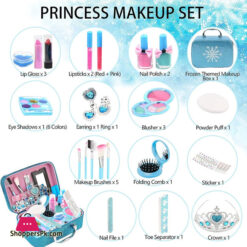 Childrens Cosmetics Toy Frozen Themed Princess Girl Play House Make-Up Eye Shadow Nail Polish Crown Makeup Box Set