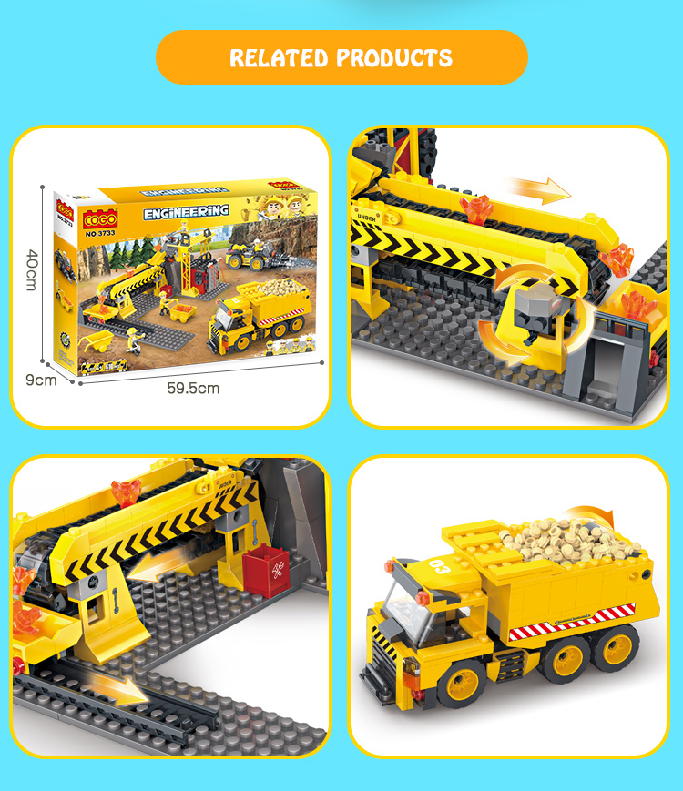 Cogo 3D 604 Pcs Engineering Truck Construction Building Blocks Play Bricks Educational Toys For Kids