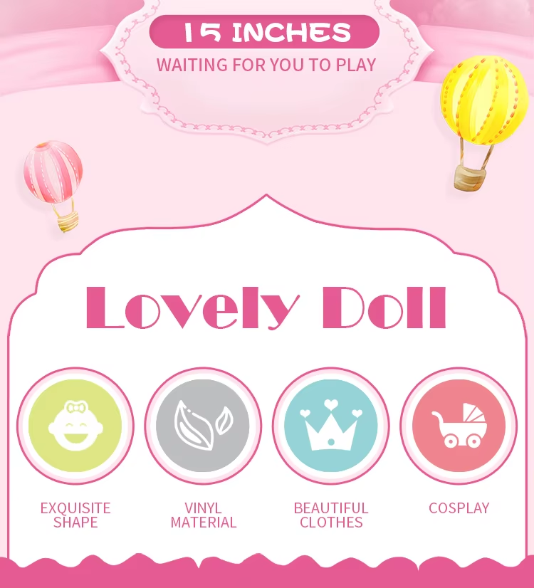 Cufan Ic Dolls Beautiful Silicone Baby Fashion Dolls Set For Girl 15 Inches