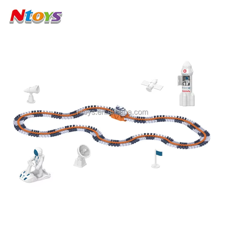 Diy Assembly Space Toys Rocket Electric Toy Track Car 301Pcs