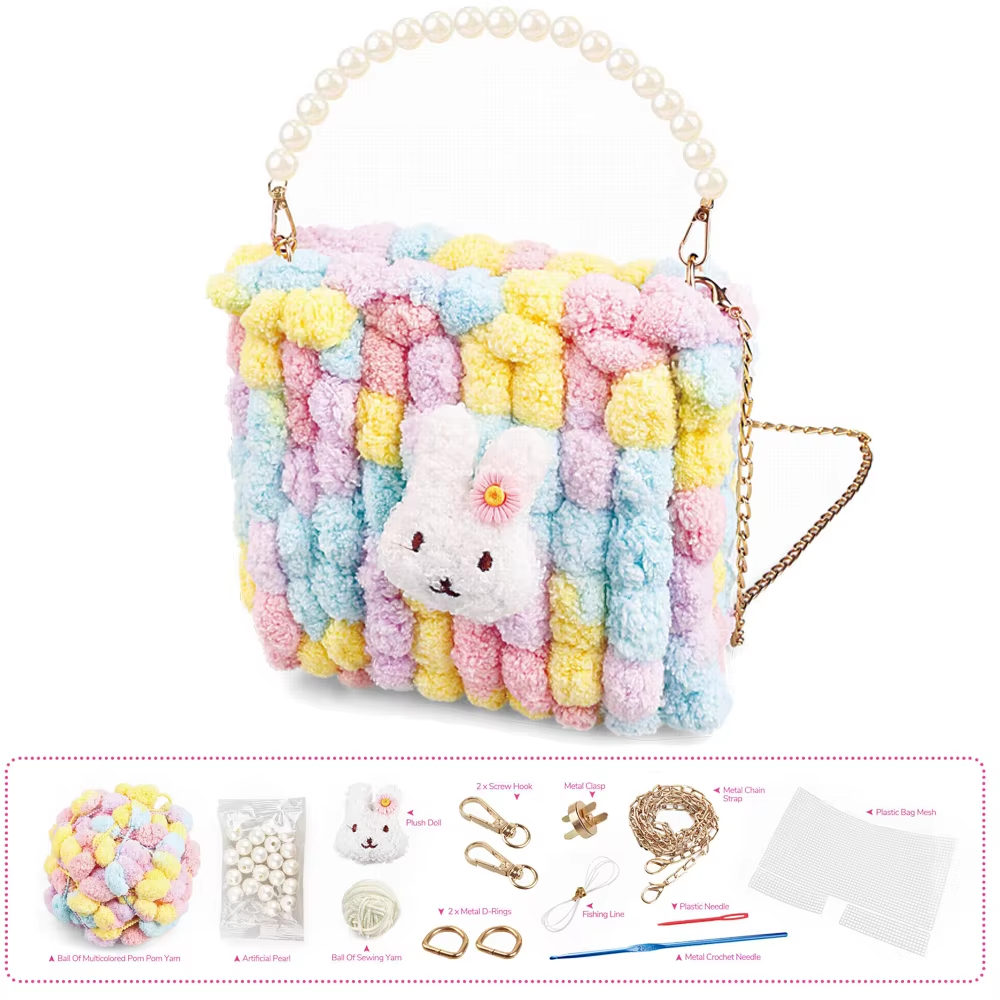 Diy Craft Hand Woven Bag Pom Pom Bag