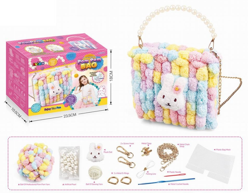 Diy Craft Hand Woven Bag Pom Pom Bag