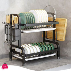 Drainer Rack Dish Storage Bowl Shelf Iron Multi-functional Plate Racks Simple Draining Kitchen 2-Tier