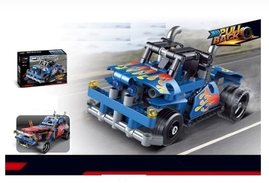 Invite Enterprise Constructor Pull Back Car Blue Ice-Wild Ice Blade-Asphalt Technic Series Building Block Brick Educational Diy Toys For Kids(Blue Ice-Wild)
