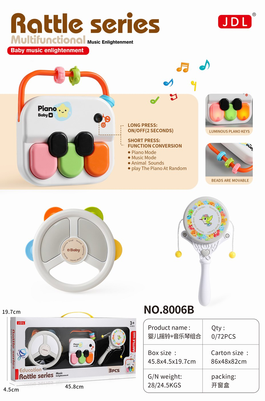 Jdl Rattle Multifunctional Music - 8006B 4 Jdl Rattle Multifunctional Music - 8006B