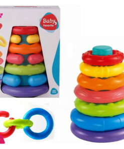 KIDS 7 Pcs Rainbow Linking Stacking Ring Soft Toys