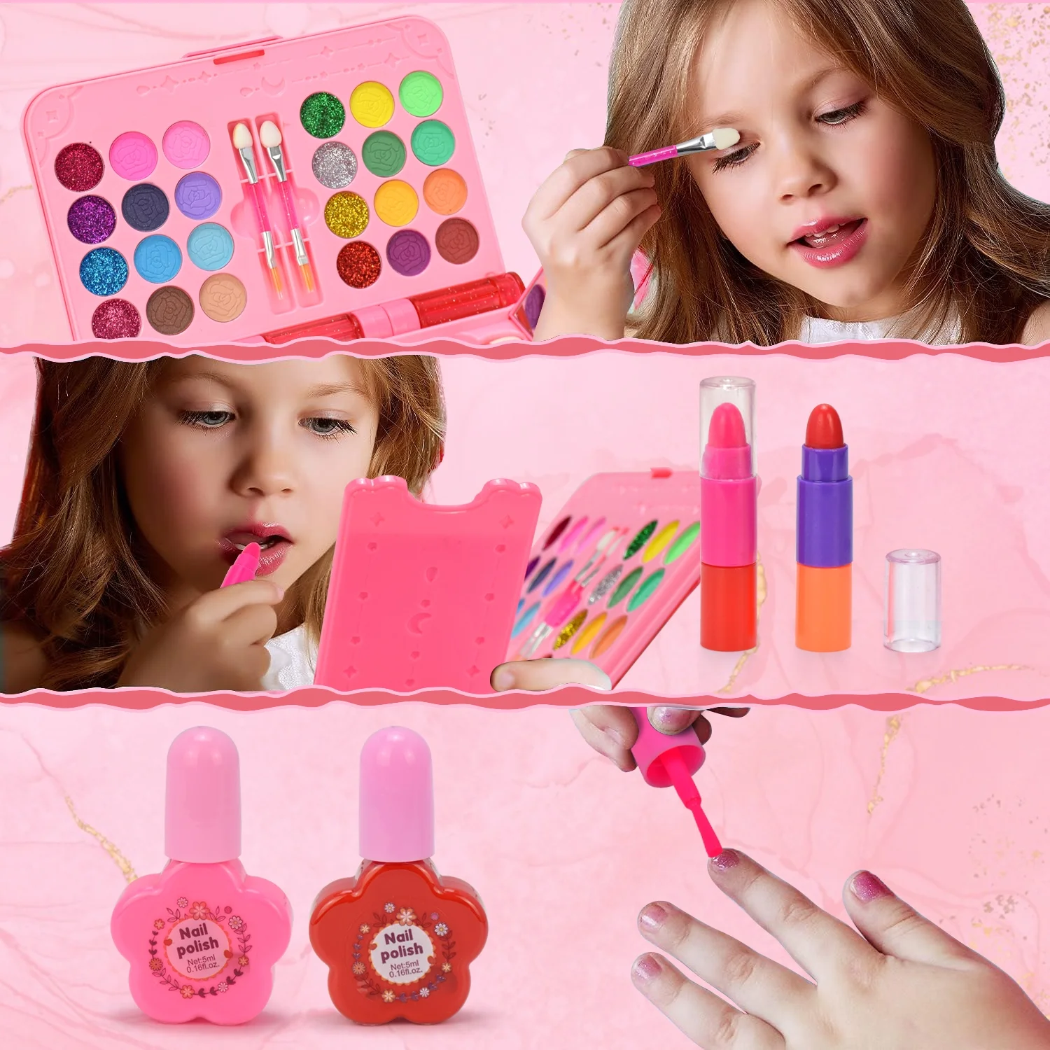 Kids Makeup Kit For Girl Real Cosmetic Set Pretend Play Makeup Beauty Set
