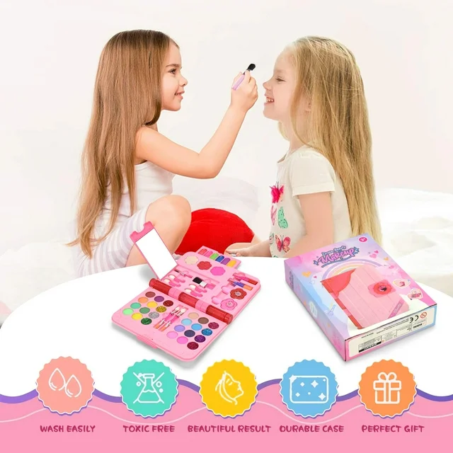 Kids Makeup Kit For Girl Real Cosmetic Set Pretend Play Makeup Beauty Set