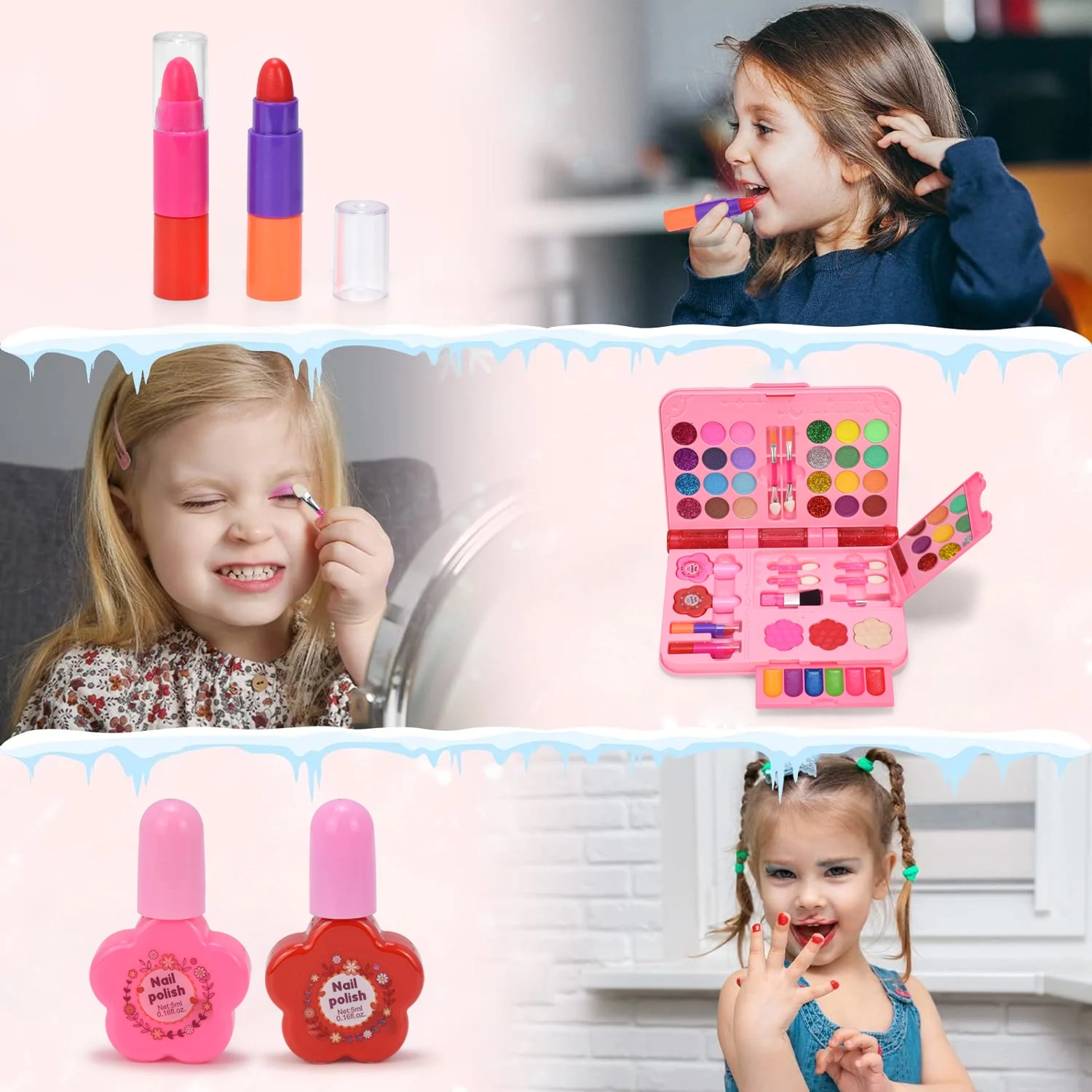 Kids Makeup Kit For Girl Real Cosmetic Set Pretend Play Makeup Beauty Set