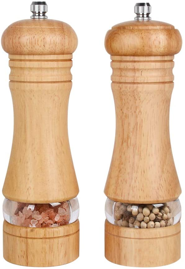 Manual Spice Mill Wood, With Adjustable Salt &Amp; Pepper Mill Wood, Wood Pepper Mill Salt Mill