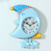 Moon &Amp; Star Design Wall Clock For Kids Room With Moving Eyes &Amp; Star Pendulum