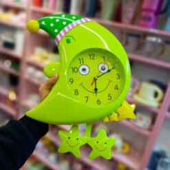 Moon &Amp; Star Design Wall Clock For Kids Room With Moving Eyes &Amp; Star Pendulum