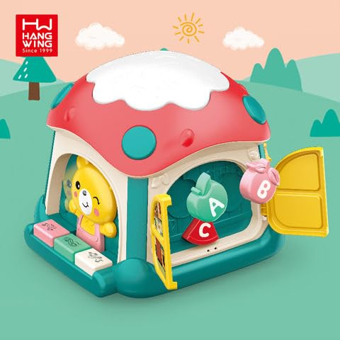 Mushroom Musical Activity Cube For Baby 6 To 12 Months Old Play Interactive Educational Activity Pyramid Multi-Functions With Lights Sounds