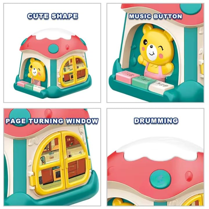 Mushroom Musical Activity Cube For Baby 6 To 12 Months Old Play Interactive Educational Activity Pyramid Multi-Functions With Lights Sounds