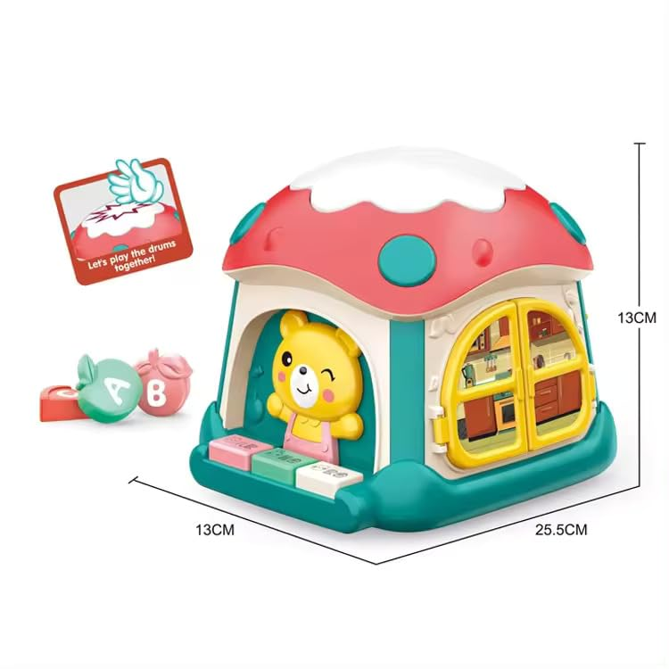 Mushroom Musical Activity Cube For Baby 6 To 12 Months Old Play Interactive Educational Activity Pyramid Multi-Functions With Lights Sounds