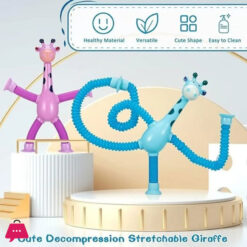 Pop Tubes, Sensory Suction Cup Plastic Toy, Deformable Novelty Telescopic Giraffe Fidget Toys 21 Pop Tubes, Sensory Suction Cup Plastic Toy, Deformable Novelty Telescopic Giraffe Fidget Toys