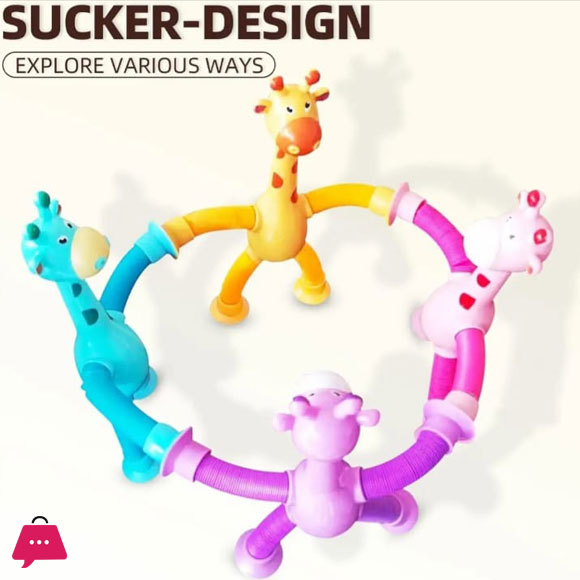 Pop Tubes, Sensory Suction Cup Plastic Toy, Deformable Novelty Telescopic Giraffe Fidget Toys 18 Pop Tubes, Sensory Suction Cup Plastic Toy, Deformable Novelty Telescopic Giraffe Fidget Toys - Image 4