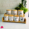 Porcelain Spice Set 8-Piece Bamboo Wooden Stand 1 Porcelain Spice Set 8-Piece Bamboo Wooden Stand