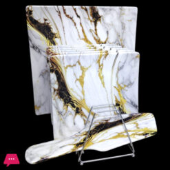 Premium 8-Pcs Cake Set Melamine Cake Set Square Cake Serving Set Pizza Serving Plates Double Glazed Cake Set 15 Pcs