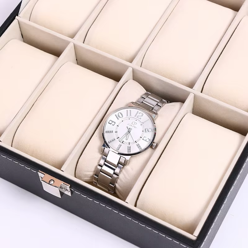 Pu Leather Watch Box For Men Watch Display Case With Glass 12-Watch