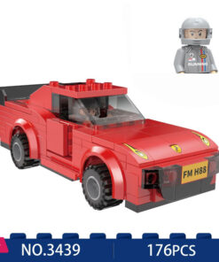 Red Classic Car Building Blocks Kit - Gift for Classic Car Lovers - 176 Pcs