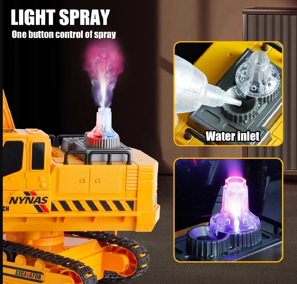 Remote Control Excavator Toys For Boys 3-12 Years Old Rc Excavators With Lights Sounds 11 Channel Control Rc Truck Construction Vehicle Toys