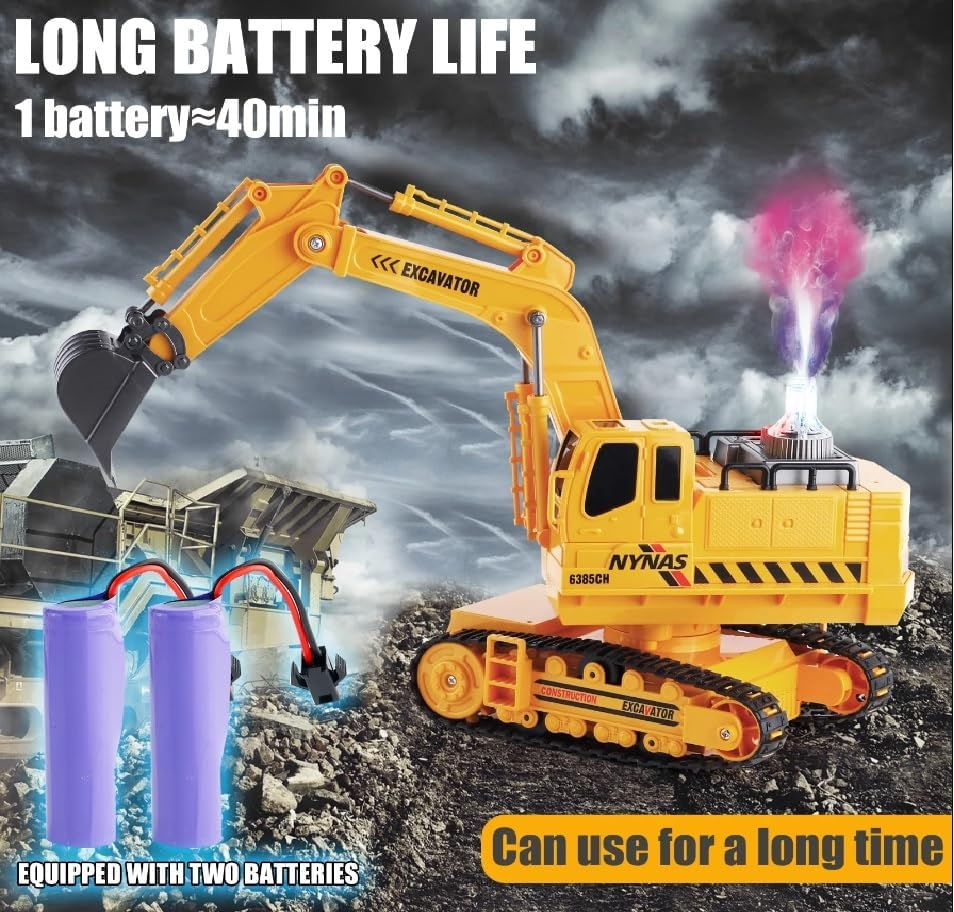 Remote Control Excavator Toys For Boys 3-12 Years Old Rc Excavators With Lights Sounds 11 Channel Control Rc Truck Construction Vehicle Toys