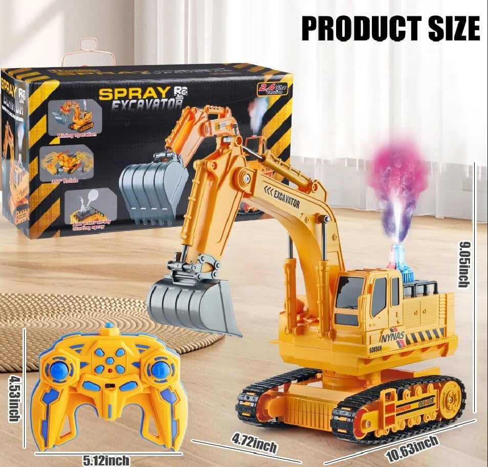Remote Control Excavator Toys For Boys 3-12 Years Old Rc Excavators With Lights Sounds 11 Channel Control Rc Truck Construction Vehicle Toys