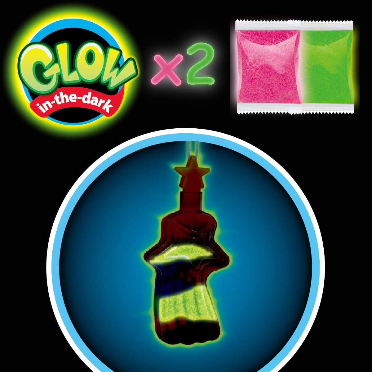 Sand Art Bottle Kids Craft Diy Hobby Creative Toys 8X Sand Art Bottles, 2X Pendant Bottles, 8X Bright Color Sand, 2X Glow In The Dark Sand