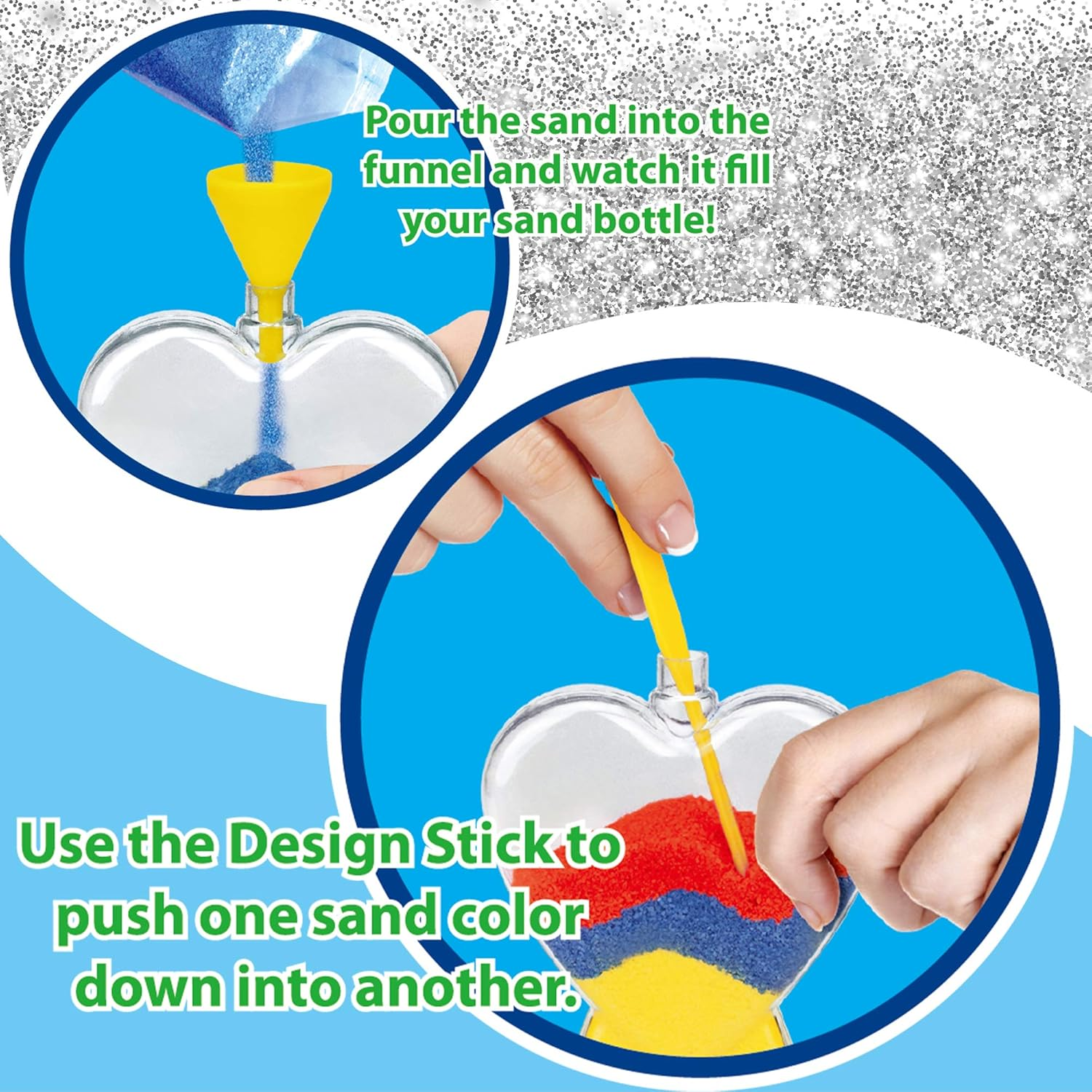 Sand Art Bottle Kids Craft Diy Hobby Creative Toys 8X Sand Art Bottles, 2X Pendant Bottles, 8X Bright Color Sand, 2X Glow In The Dark Sand