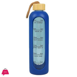 Silicon Cover Glass Cup Time Market Drinking Water Bottle With Rope Screw Bamboo Lid Unique Design 1000 Ml