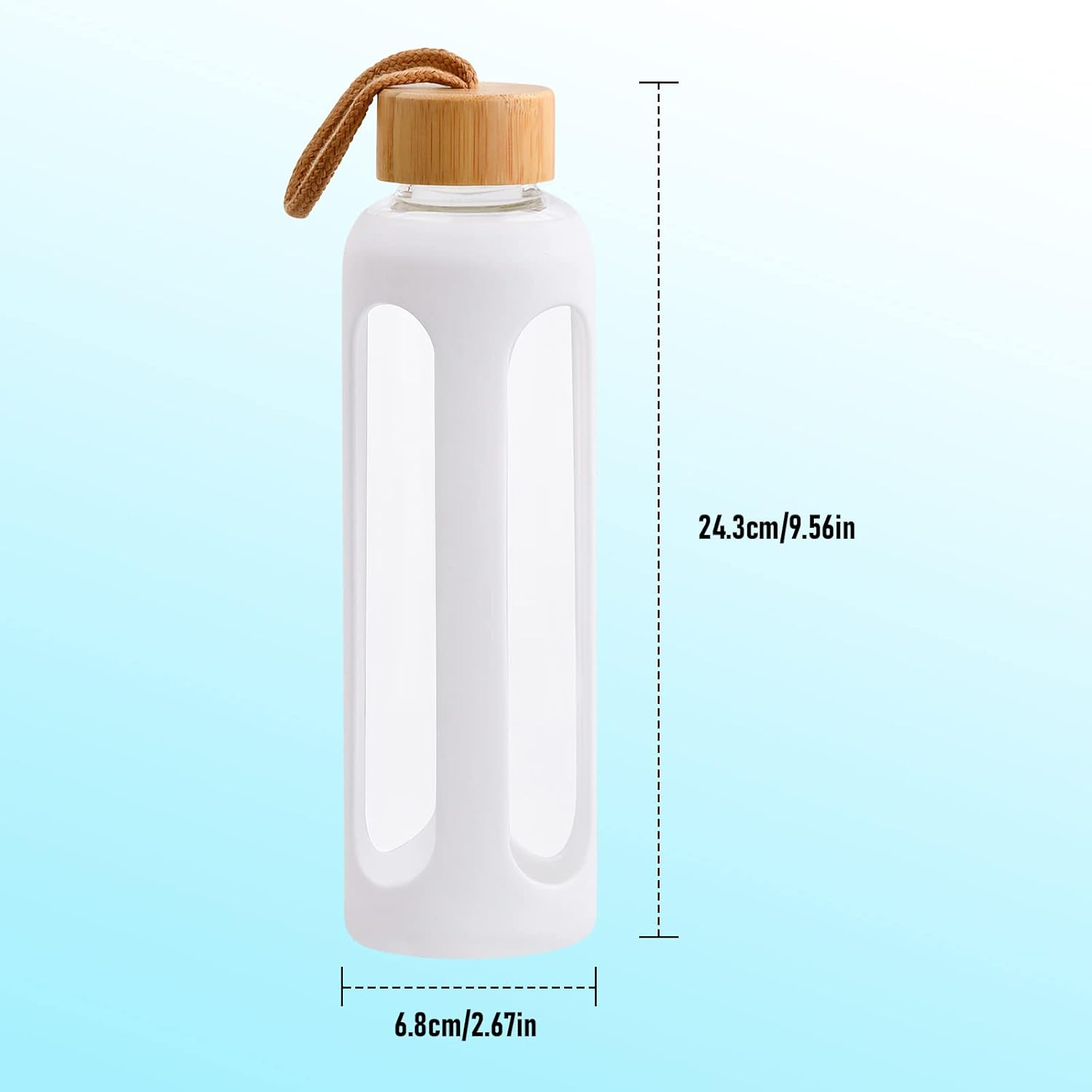 Silicon Cover Glass Water Bottle Reusable Sports, Work, School, Travel, Hiking Leak-Proof, Dishwasher Safe 500 Ml