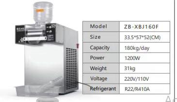 Snowflake Ice Machine Zb-Xbj160F Popular 1200W Milk Ice Shaver Machine Snowflake Bingsu Machine Snow Ice-Cream