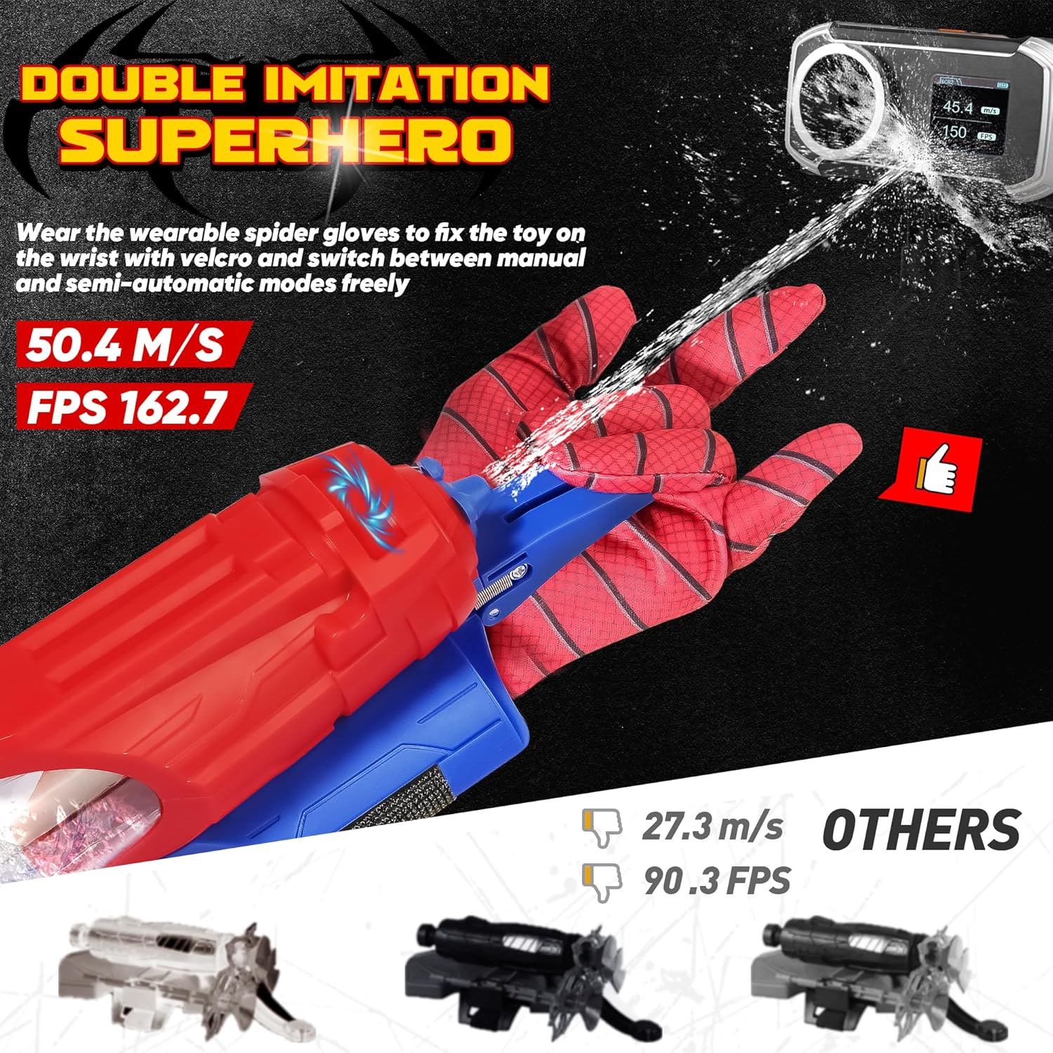Spider-Man Water Gun For Kids Web Shooters Toy Wrist Launcher With Glove, Water Pistol 12 Spider-Man Water Gun For Kids Web Shooters Toy Wrist Launcher With Glove, Water Pistol