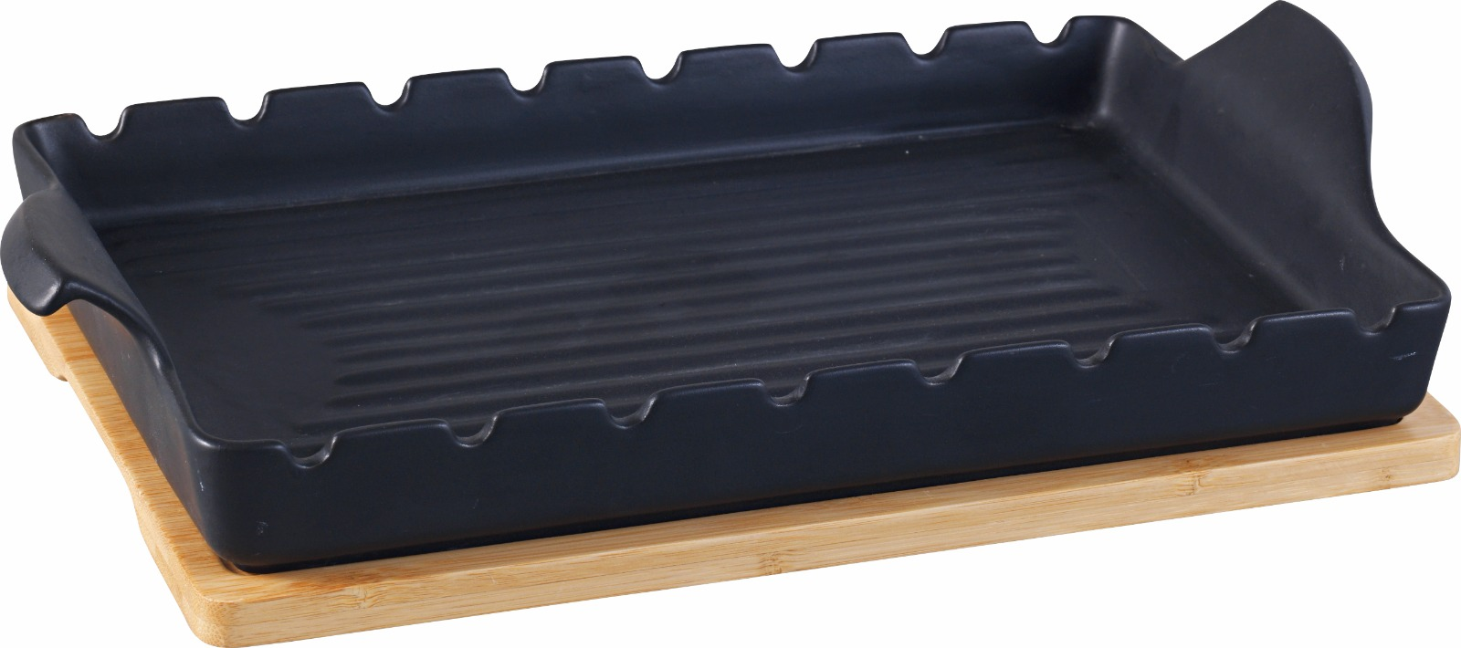 Stylish Ceramic Sizzler With Wooden Board