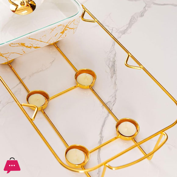 Triple Chafing Dish Buffet Set Ceramics Chafer With Marble Finish Chafer And Buffet Warmer 9Inch 9 Triple Chafing Dish Buffet Set Ceramics Chafer With Marble Finish Chafer And Buffet Warmer 9Inch - Image 7