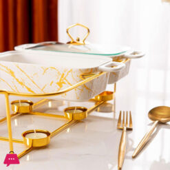 Triple Chafing Dish Buffet Set Ceramics Chafer With Marble Finish Chafer And Buffet Warmer 9Inch 11 Triple Chafing Dish Buffet Set Ceramics Chafer With Marble Finish Chafer And Buffet Warmer 9Inch