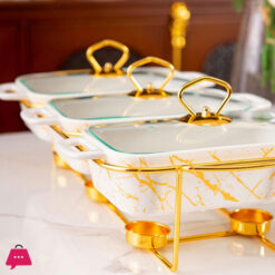 Triple Chafing Dish Buffet Set Ceramics Chafer With Marble Finish Chafer And Buffet Warmer 9Inch 10 Triple Chafing Dish Buffet Set Ceramics Chafer With Marble Finish Chafer And Buffet Warmer 9Inch