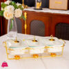 Triple Chafing Dish Buffet Set Ceramics Chafer With Marble Finish Chafer And Buffet Warmer 9Inch